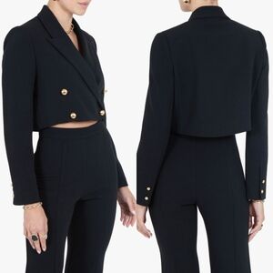 Black Halo Hugo Crop Blazer Women's 16 Black Jacket